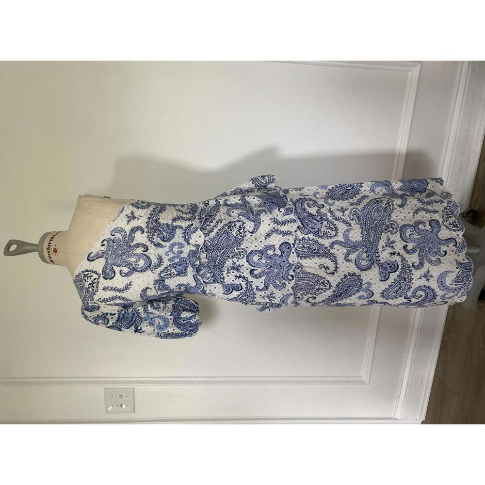 FARM Rio One Shoulder Dress in Blue and White Paisley - Picture 8 of 12